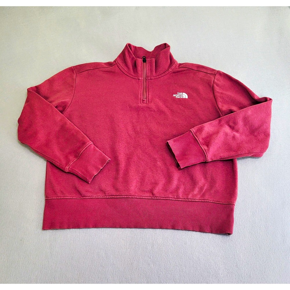 The North Face 1/4 Zip Fleece Pullover Sweatshirt Women's Size L Logo Pink